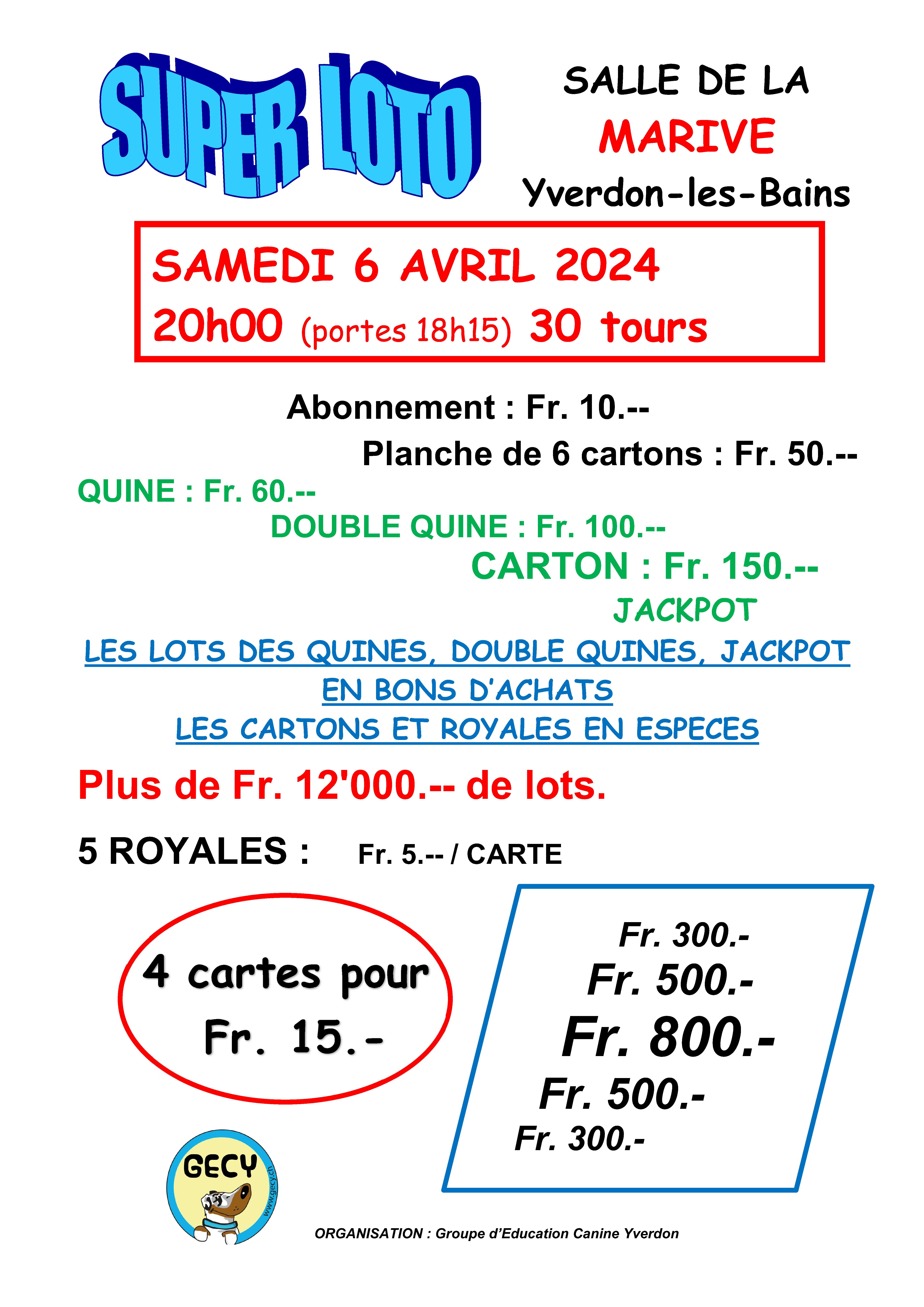 Loto Groupe d'Education Canine Yverdon - GECY Loto Groupe d'Education Canine Yverdon - GECY